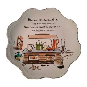 Vtg Lefton Kitchen Hanging Plate Decor Collectible Bless My Little Kitchen 8"
